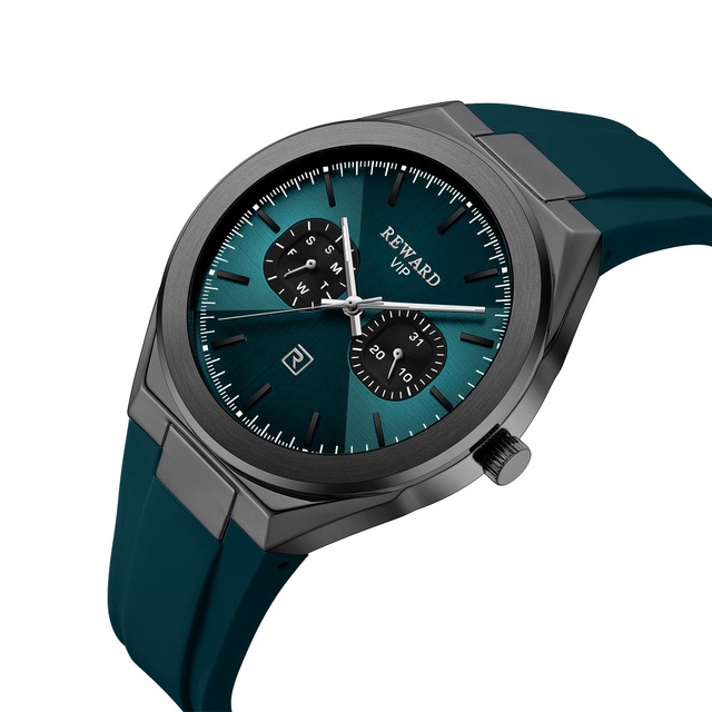 Reward RD932106M Alloy Case Quartz Movement Silicone Band Men's Watch Display 30M Water Resistant Business Model