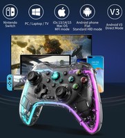 Control Inalámbrico Transparente con LED Luminoso para Consola NS Switch, Joystick para Switch, PS3, PS4, Android, PC