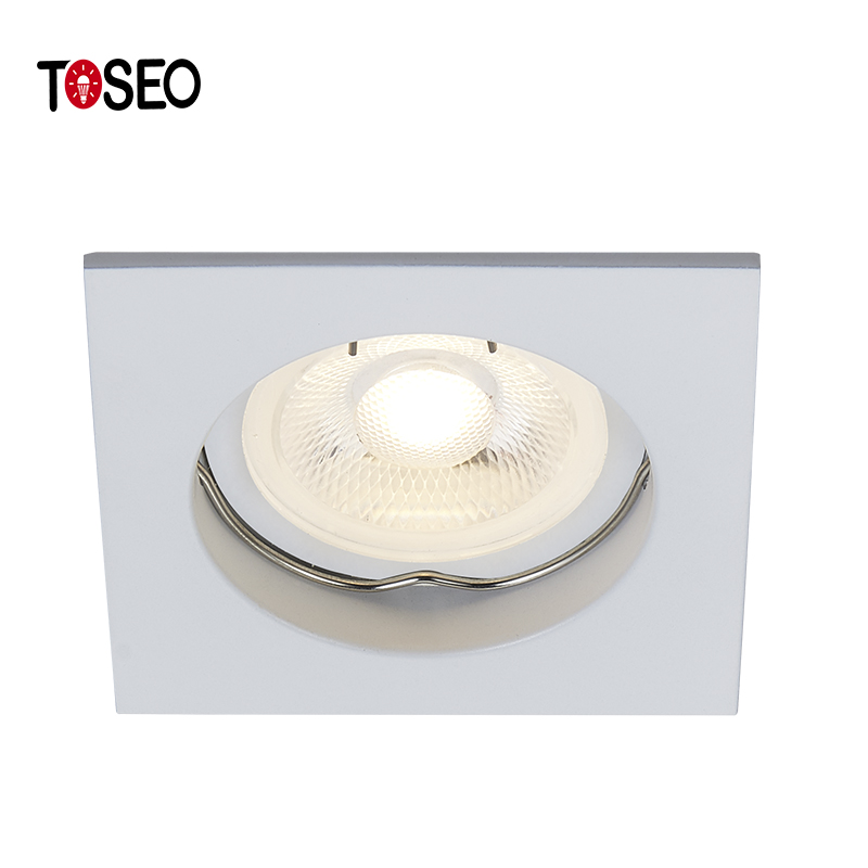 Fixed Die Casting Aluminum Square LED Recessed Downlight Fixtures Satin Nickel