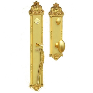 Cache-serrure de porte tout en cuivre PVD Or brillant pour intérieur, chambre, salle de bain, serrure à boule rotative pour porte en bois - Product Image 6
