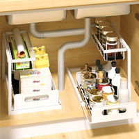 Organisateur d'espace sous l'évier de cuisine, étagère coulissante multifonctionnelle, panier de rangement de cuisine pour accessoires d'évier