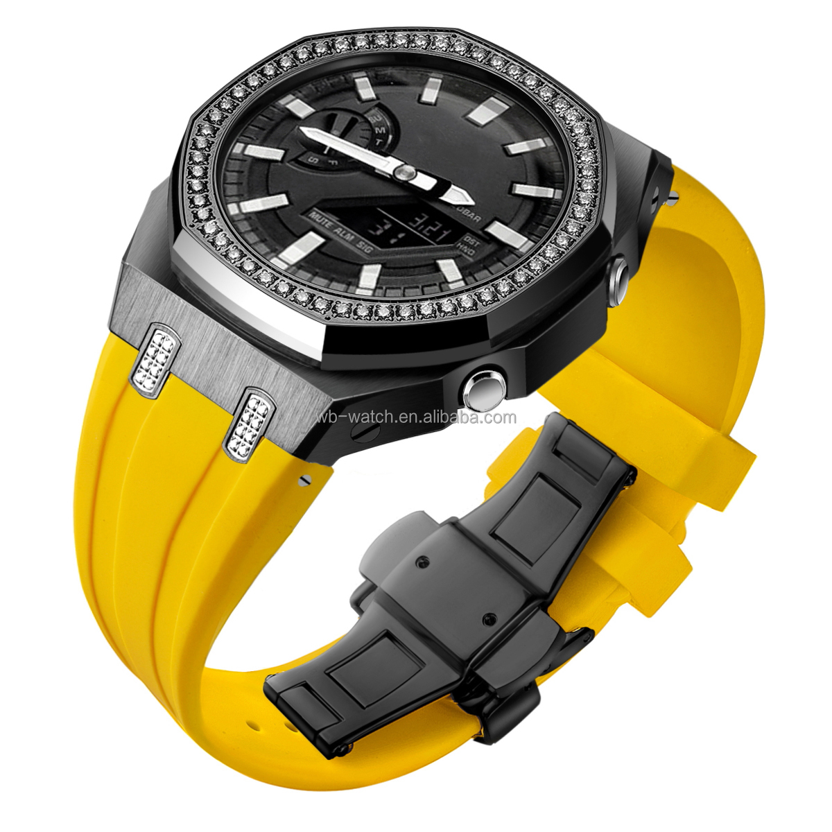 Boîtier noir + Bracelet jaune