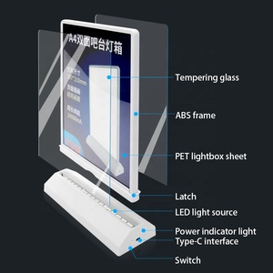 A4/A5 hình chữ nhật Double Sided LED quảng cáo <span class=keywords><strong>menu</strong></span> ánh sáng hộp uống hiển thị đứng sạc pin độ sáng cao Tempered - Product Image 3