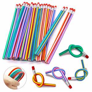 Crayons souples en PVC mignon et promotionnel, formes flexibles à perles, avec gomme - Product Image 4