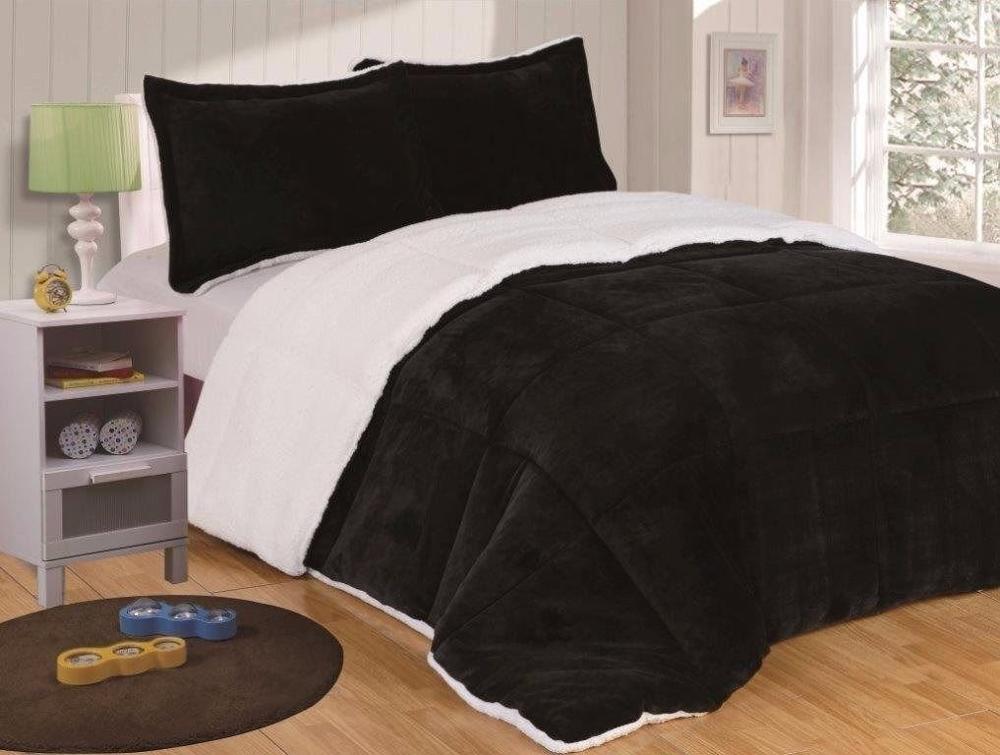 Micro vison Sherpa Réversible Vers Le Bas Alternative Couette Ensemble Flanelle Laine Couette