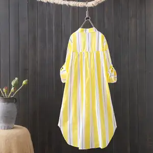Artı boyutu kadın bluz ve gömlek kadınlar için 2025 uzun stil çizgili uzun kollu bayanlar İlkbahar/sonbahar giyen zarif moda üst - Product Image 5