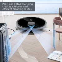 Robot Vacuum Cleaner Basah Kering dengan Filter HEPA, Bertenaga Baterai, Kontrol WIFI APP Pintar, Motor Tanpa Sikat untuk Lantai