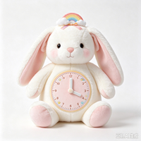 Fabrication sur mesure ODM/OEM de jouets en peluche personnalisés avec design IA, incluant des peluches mignonnes en forme de lapin avec horloge et des animaux en peluche amusants, pour la vente en gros directe usine.