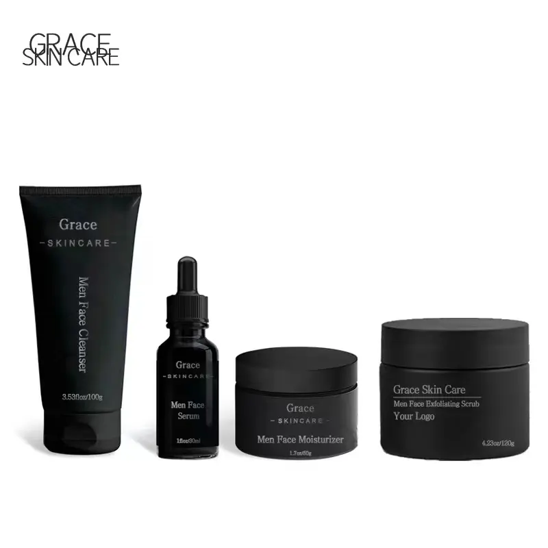 OEM High End Men Skin Care Products with Client's Private Label Vegan Organic Face Care Wash Cream Men Skincare Kit
