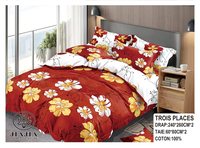 6PCS drap de lit plat imprimé fleurs king size draps de lit en coton avec taie d'oreiller ensembles de draps literie en gros