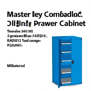 Fami Master Key Comfort <b>Drawer</b> Cabinet 36X36 3 <b>Drawers</b> Blue Ral5012 <b>Tool</b> Storage - Product Image 2