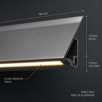 Pergola bioclimatique de luxe moderne gris spatial, série E, avec toit à lames motorisées intégrées à LED, kit de gazebo écologique