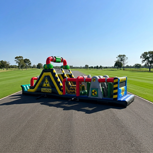 Parcours d'obstacles gonflable géant de qualité commerciale tout-en-un avec toboggan et château gonflable, équipement de jeu gonflable d'extérieur - Product Image 5