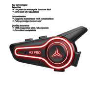 A3 PRO untuk Headset Interkom Bersepeda 5.3 dengan Peredam Kebisingan, Mute Satu Sentuhan, Jangkauan 1000m, Tahan Air IP67 untuk Bersepeda Bersama