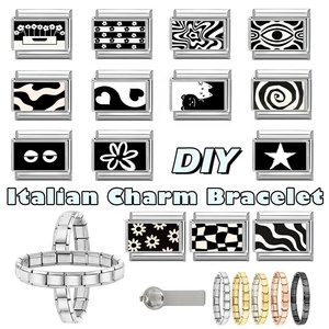 Bracelet modulaire italien multifonctionnel en acier inoxydable, style étoile à cinq branches, fait main, électroplaqué - Product Image 2
