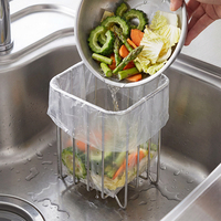 Support de poubelle de table en acier inoxydable 304 pour sacs poubelles de cuisine