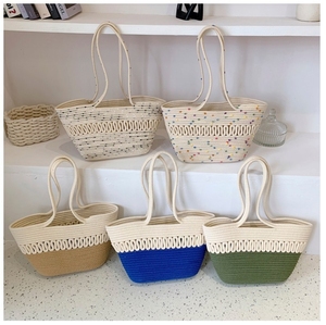 Bolso <span class=keywords><strong>de</strong></span> hombro <span class=keywords><strong>de</strong></span> mujer <span class=keywords><strong>de</strong></span> gran capacidad con diseño calado y tejido, estilo cesta <span class=keywords><strong>de</strong></span> ganchillo <span class=keywords><strong>de</strong></span> hilo <span class=keywords><strong>de</strong></span> algodón, tendencia 2026 para verano - Product Image 1