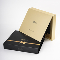 Ensemble d'emballage personnalisé pour soins de la peau, boîte en papier noire et dorée avec insert en mousse