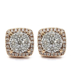 HongKong Jewelry Trendy Romantic Design 18k Solid Gold <b>White</b> Gold High Quality Diamond Oval Shape Screw Back Stud Wedding - Product Image 1
