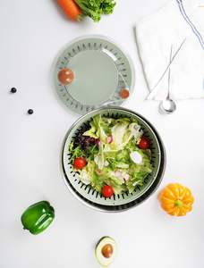 Oferta Especial: Mezclador Manual Multifuncional para Ensaladas, Centrifugador de Verduras y Frutas, de Acero Inoxidable, con Capacidad de 4.5L - Product Image 3