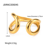 Bague de fiançailles vintage en acier inoxydable plaqué or 18 carats pour femme, avec design ouvert en forme de cœur, idéale pour un cadeau (vente en gros)
