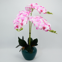 Bunga anggrek palsu dekorasi pernikahan rumah harga grosir bunga Phalaenopsis batang panjang 9 Kepala besar sentuhan asli buatan