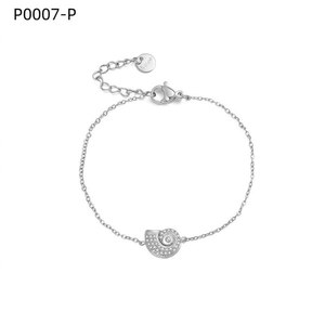 Pulsera de Moda Amy Amy, Plata 925 con Baño de Rodio, Cristal, Cadena Minimalista para Mujer, Uso Diario, P0007 - Product Image 1
