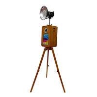 Stand photo et imprimante vintage en bois personnalisable, directement de l'usine, pour iPad et appareil photo reflex numérique, idéal pour mariages, fêtes et événements commerciaux