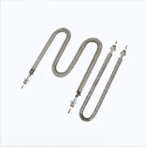 Electric straight finned tube air heater heating element