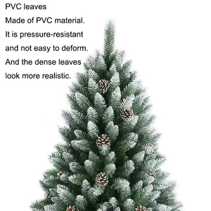 Árbol de Navidad Artificial Nevado con Piñas Naturales, Árbol de Navidad Verde Escarchado con Base Metálica Plegable - Product Image 3