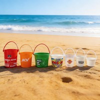 Vente en gros de seaux à glace en plastique miniatures de 18 oz avec poignée, logo personnalisé, vintage, durables pour les bars