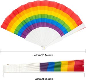 6 colores Pride Accessories Rainbow Plastic Fan 23 cm Ventilador de mano para <span class=keywords><strong>LGBT</strong></span> Pride Month Party - Product Image 3