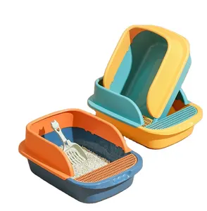 Wholesale Customized Cat Toilet Pet Plastic Thickened Cat Litter Box Durable Kitten Sandbox Cat Toilet