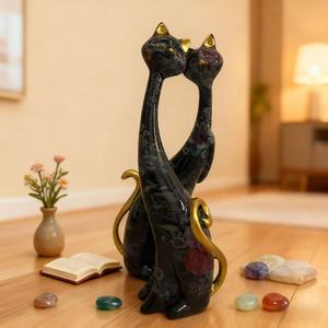 Quadro a olio stile europeo con gatto, artigianato a mosaico, regalo di San Valentino, decorazione colorata per soggiorno, vino - Product Image 3