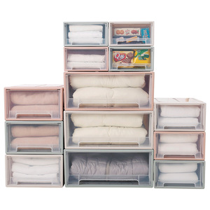 Plastic transparent dustproof storage cabinet family Japanese drawer combination cabinet clothing quilt storage organize box
