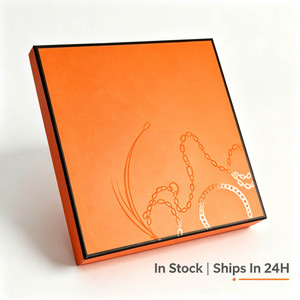กล่องของขวัญแบบแข็งสองชิ้น สีส้มน้ำเงินสุดหรู พร้อมฝาปิด - Product Image 6