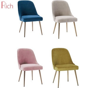 Restaurant moderne à manger sedie doré en acier inoxydable jambes tissu velours couvre chaise de salle à manger - Product Image 6
