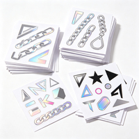 Autocollants tendance Haoxuan : lettres abstraites holographiques en PVC, chaîne métallique, motifs géométriques, décalcomanies brillantes UV en feuille d'argent