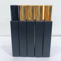 10ml verre rouleau sur bouteilles carré rond mat noir blanc Transparent huile essentielle bouteille de parfum avec rouleau en acier inoxydable