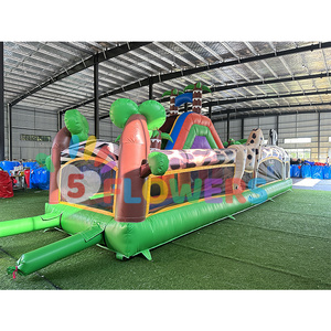 Thiết kế mới Zoo Chủ Đề Ngựa vằn <span class=keywords><strong>Inflatable</strong></span> chướng ngại vật với trượt lớn rừng <span class=keywords><strong>Inflatable</strong></span> công viên chủ đề trò chơi cho trẻ em người lớn - Product Image 6