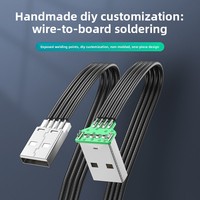 Kabel Data USB 2.0 Male-to-male Tipe A Transmisi Dua Arah Silikon Datar Lembut Koneksi Berbentuk L 90 Derajat Atas/Bawah