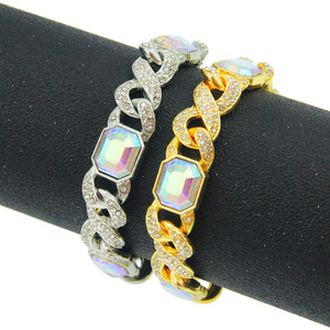 Pulsera rectangular de 8 eslabones con colores personalizados y diseño de empalme, pulsera cubana hipster para hombre - Product Image 1