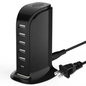 2024 새로운 20W 6 in 1 USB 타입 C 멀티 충전기 스테이션 여행 전화 충전기 로고 사용자 정의 듀얼 포트 전화/가정/선물 프로모션
