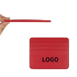 Pu Leather Business Custom Print Logo Small Pocket Id Card <b>Holder</b> Wallet for Wholesale - Product Image 2