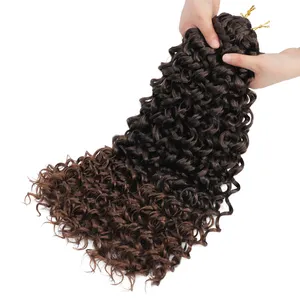 Sâu Sóng 22 Inch Crochet Tóc Tự Nhiên Tổng Hợp Sóng Nước Nữ Thần Freetress Ombre Blonde Crochet Bện Phần Mở Rộng Tóc