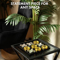 Lucite Tic Tac Toe noir brillant avec O doré et X argenté pour les jeux et la décoration intérieure