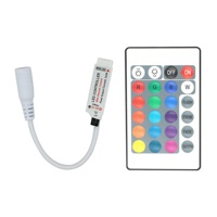 Controlador de Tira LED RGB de 3 Canales y 6A, Control Remoto IR de 24 Teclas, Regulador de Intensidad Continuo, Receptor Inalámbrico que Cambia de Color para Cinta LED