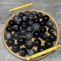 Boules de cristal naturelles en obsidienne argentée, polies à la main, de 20 à 120 millimètres, utilisées pour la guérison, le Feng Shui et le bricolage.