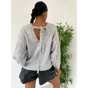 เสื้อสเวตเตอร์ถักลายด้านหลัง รุ่น 848 - สีเทา - Product Image 1