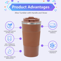 Mug isotherme de luxe Atlas en acier inoxydable moderne avec couvercle, personnalisable avec logo, écologique, pour le bureau et la rentrée scolaire, maintien au chaud 6-12 heures